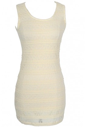 Basic Beauty Fitted Lace Dress in Cream